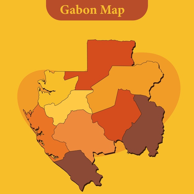 Mapa vetorial do gabão com linhas de regiões e cidades e todas as regiões completas