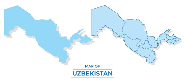 Vetor mapa vetorial do uzbequistão definido simples ilustração de estilo plano e de contorno.