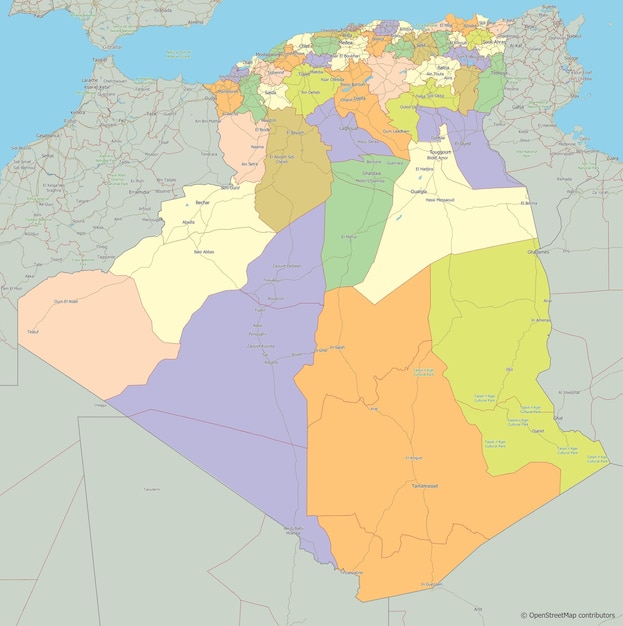 Vetor mapa vetorial político da argélia