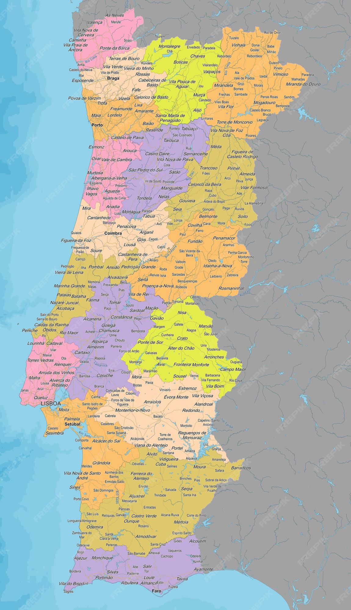 Mapa de Portugal - Mapa detalhado de Portugal (Sul da Europa - Europa)