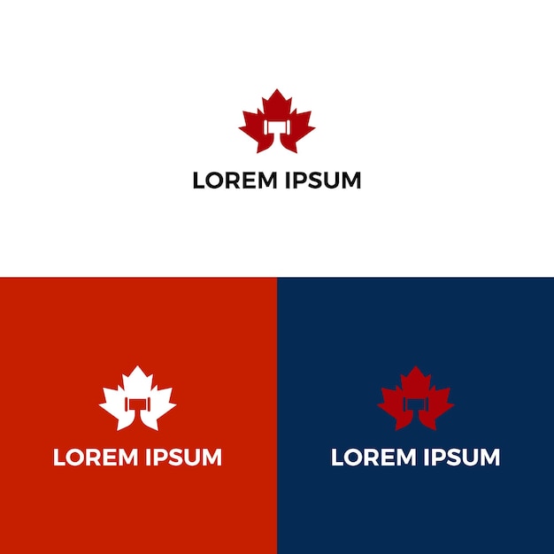 Maple folha com símbolo legal em inspirações de design de logotipo de espaço negativo