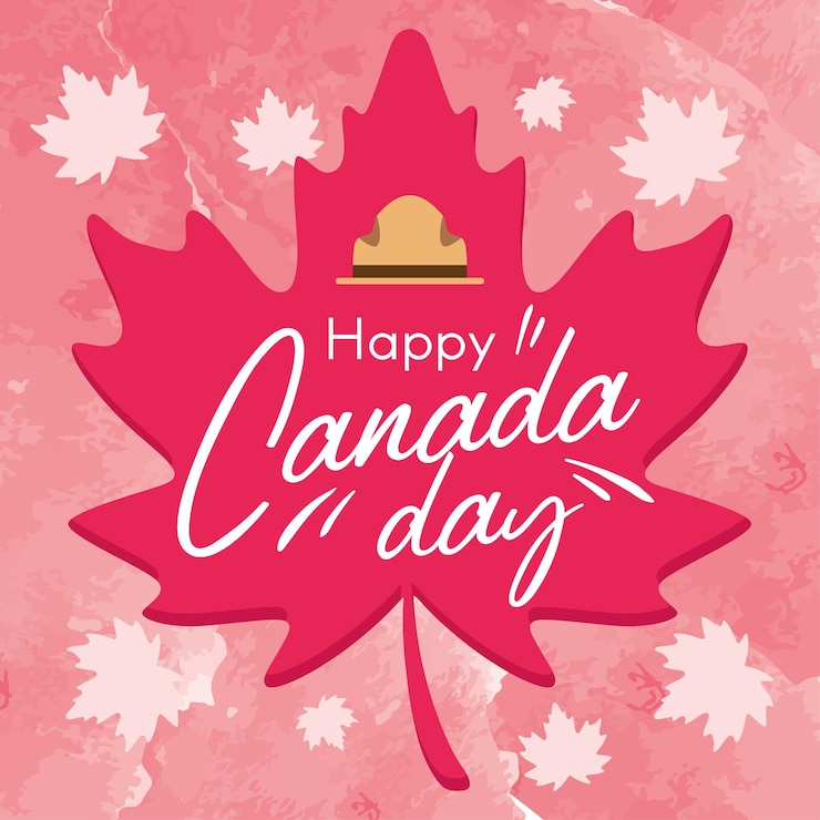 Vetor mapple vermelho isolado com texto e um chapéu de goleiro feliz dia do canadá vetor