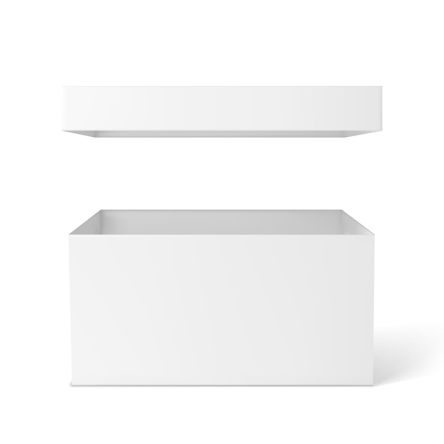 Vetor maquete da caixa branca. caixa de embalagem em branco, pacote