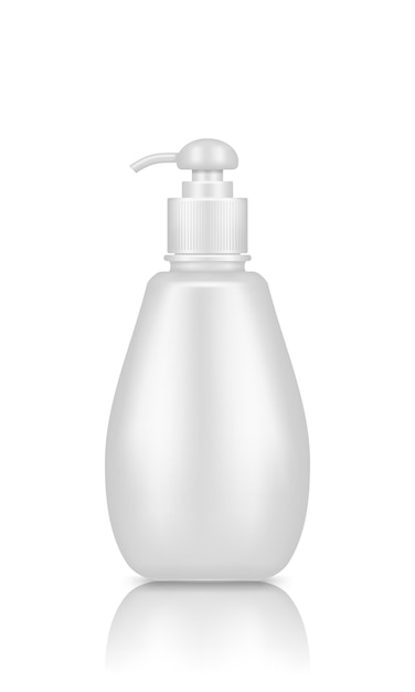 Maquete da garrafa da bomba isolada no fundo branco: gel, desinfetante, creme, desinfetante