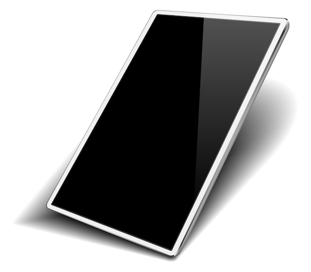 Maquete da tela do tablet Dispositivo móvel de visão de ângulo realista isolado no fundo branco