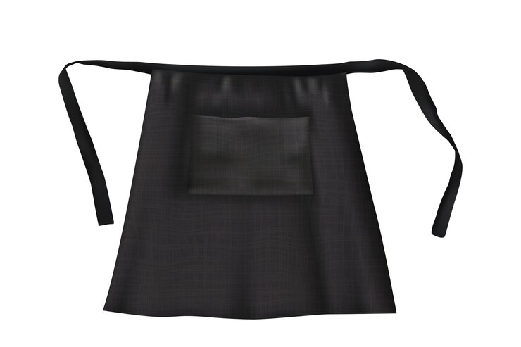 Vetor maquete de avental curto em branco preto realista com textura de tecido isolada do fundo