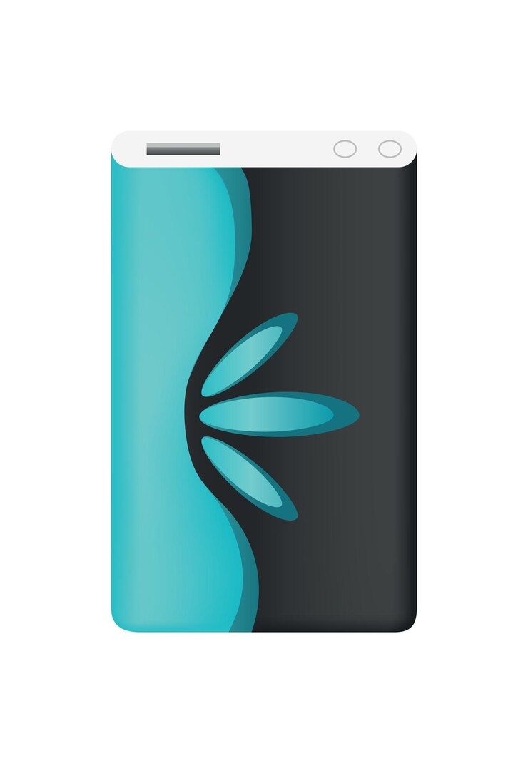 Vetor maquete de banco de potência sem cabo usb dispositivo carregador portátil colorido bateria externa para carregamento com design moderno powerbank isolado no fundo branco