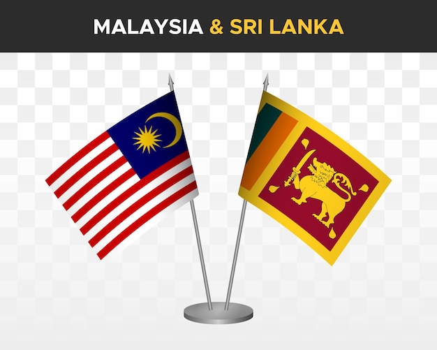 Maquete de bandeiras de mesa malásia vs xxxxx isolada em bandeiras de mesa de ilustração vetorial 3d branca