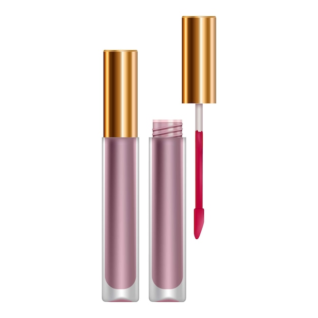 Maquete de brilho labial roxo Ilustração realista de maquete vetorial de brilho labial roxo para web