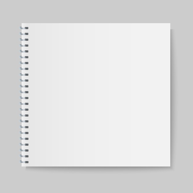 Maquete de caderno espiral realista, capa de caderno de modelo.