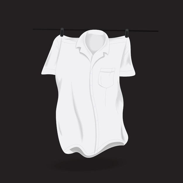 Vetor maquete de camisa branca, camisa com mangas curtas