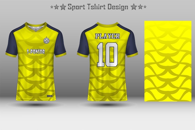 Maquete de camisa de futebol e maquete de camisa esportiva com padrão geométrico abstrato