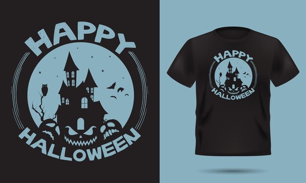 Vetor maquete de camiseta preta de manga curta com design de halloween