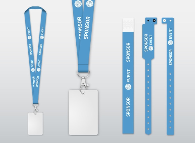 Maquete de cordão e pulseiras para identificação e acesso a eventos Elementos de segurança e controle