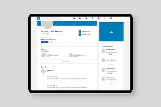 Vetor maquete de design plano do linkedin