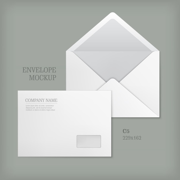 Maquete de envelopes abertos e fechados
