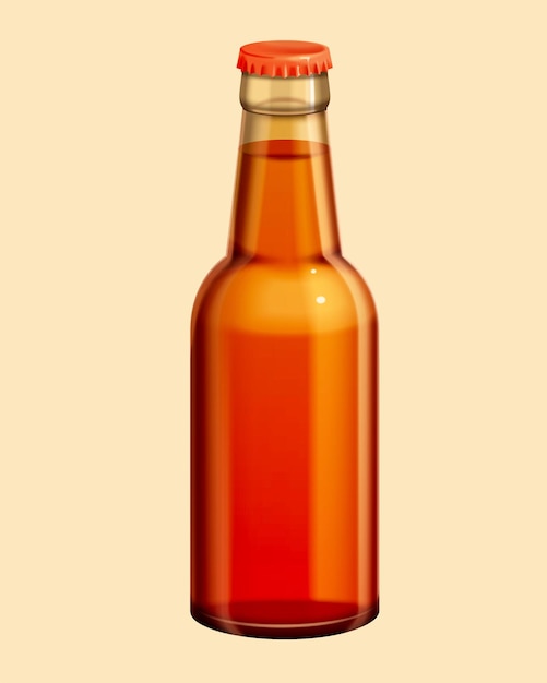 Vetor maquete de garrafa de cerveja de vidro marrom 3d