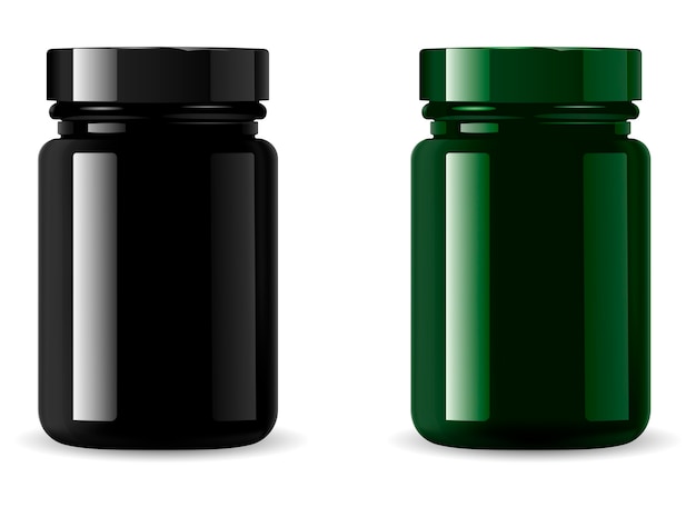 Maquete de garrafa de medicamento preto. Embalagem Cosmética