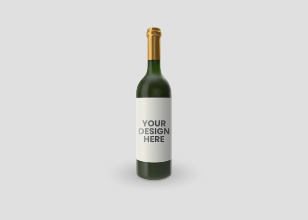 maquete de garrafa de vinho com ilustração de fundo branco