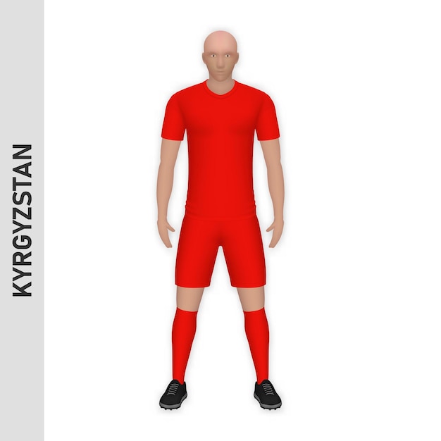 Vetor maquete de jogador de futebol realista 3d kit de time de futebol do quirguistão
