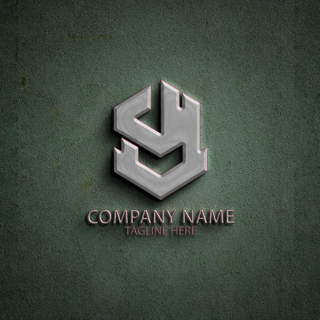 Maquete de logotipo realista 3D na parede de concreto