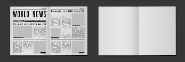 Maquete de manchete de jornal. Página de título de jornais financeiros de tablóide de notícias de negócios e ilustração vetorial de jornal diário