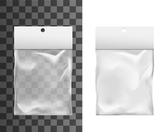 Maquete de pacote de bolsa de bolso de plástico transparente