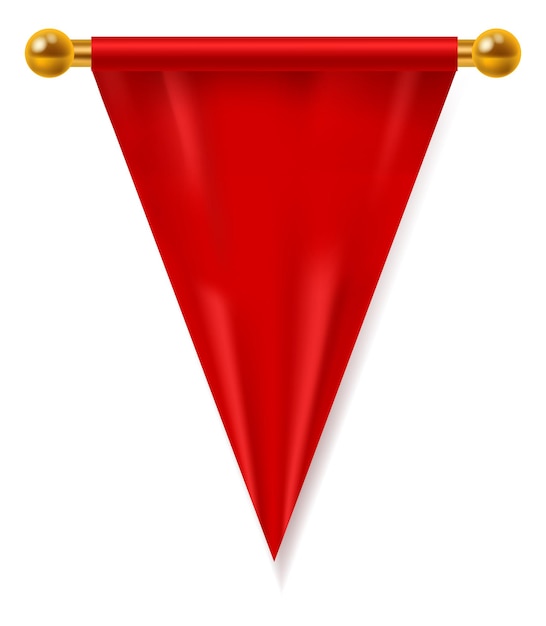Maquete de pano realista de flâmula de triângulo vermelho