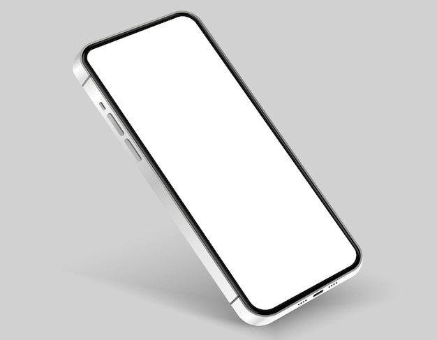 Maquete de smartphone 3D de alta qualidade com ângulo diferente e fundo isolado para mostrar aplicativo móvel