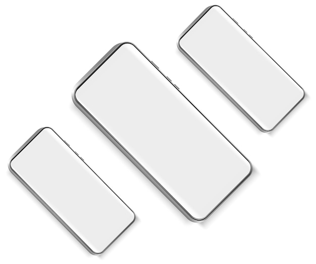Maquete de smartphone móvel preto com tela branca isolada no fundo branco. celular premium
