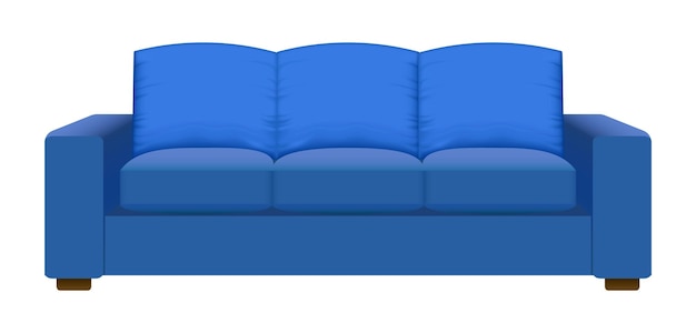 Vetor maquete de sofá vintage azul ilustração realista de maquete vetorial de sofá vintage azul para web design isolado em fundo branco