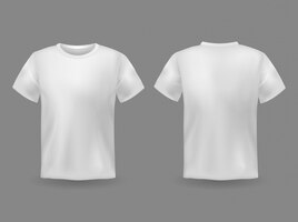Maquete de t-shirt. frente de t-shirt branca em branco e vista traseira uniforme de roupas esportivas realistas. modelo de roupas femininas e masculinas