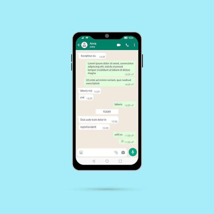 Vetor maquete de telefone móvel realista com exibição de smartphone de bate-papo por telefone celular