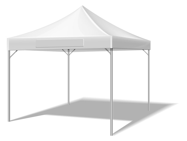 Maquete de tenda branca Guarda-sol de publicidade de evento realista