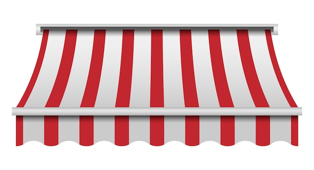 Vetor maquete de toldo vermelho e branco ilustração realista de maquete vetorial de toldo vermelho e branco para web design isolado em fundo branco