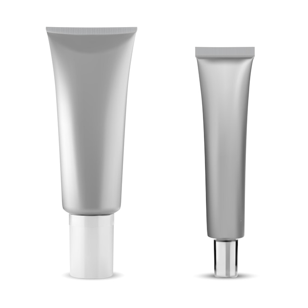 Maquete de tubo de creme cosmético. Embalagem de creme para as mãos de creme cosmético de prata.