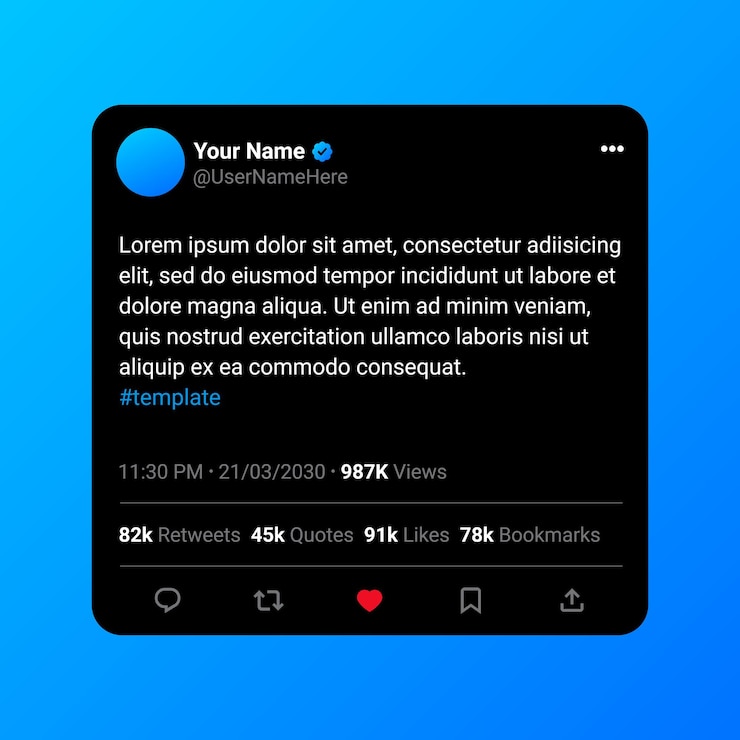 Vetor maquete de tweet realista de mídia social do twitter