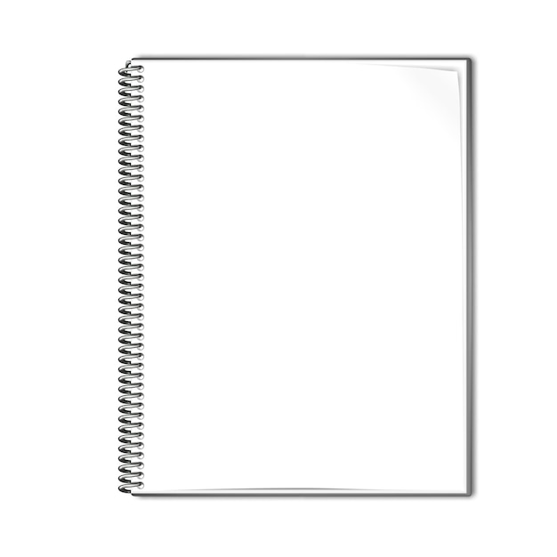Vetor maquete de vetor de caderno com fio aberto maquete de página branca em branco do bloco de notas espiral