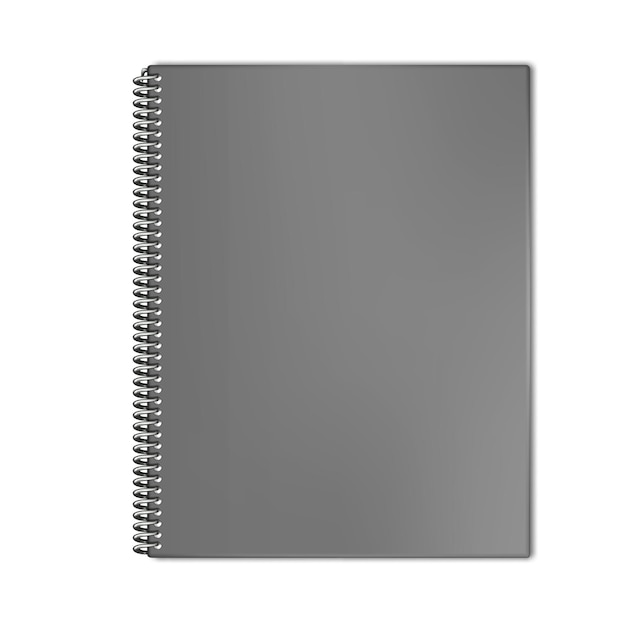 Maquete de vetor de caderno encadernado por fio fechado Maquete de capa em branco de bloco de notas espiral Diário de capa dura