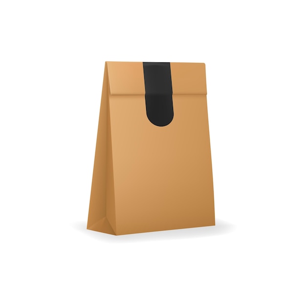 Vetor maquete de vetor de saco de compras de papel de papelão pacote de papelão loja pacote de produtos de papel ou compra de varejo saco de papel 3d maquete de vetor saco de compras de boutique maquete realista ou modelo de design