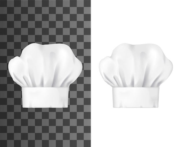 Maquete de vetor de toque branco de chapéu de chef realista