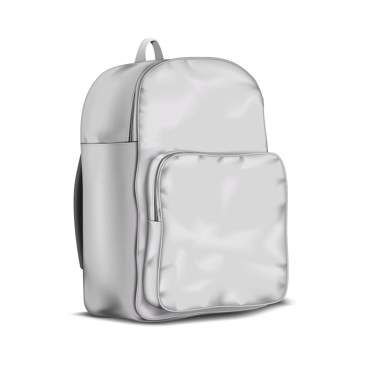 Maquete de vetor realista de mochila escolar em branco branco Maquete de bolsa de viagem Modelo para design