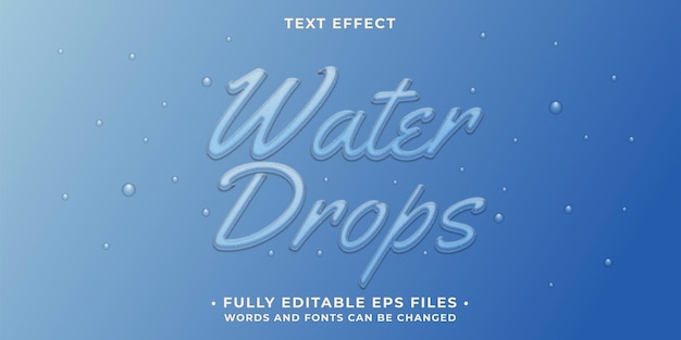 Maquete editável de efeito de texto de água corrente em vetor eps cc