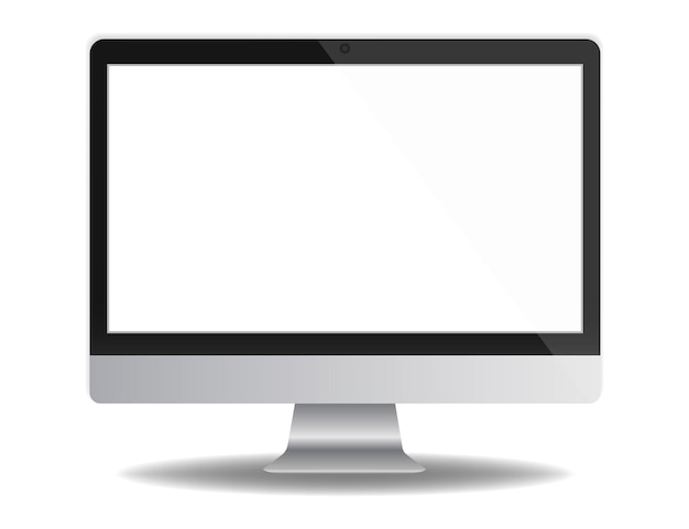 Maquete realista de tela de computador Monitor de pc isolado de vetor em fundo branco
