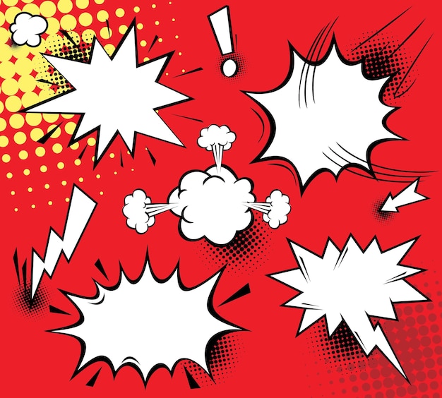 Maquete vetorial de uma página típica de quadrinhos com vários balões de fala