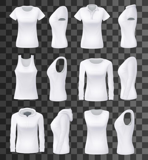 Maquetes isoladas de vetores de roupas femininas