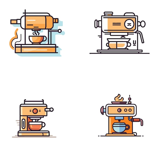 Vetor máquina de café com xícara de café ícone de silhueta vetorial ilustrado minimalista plano minimalista