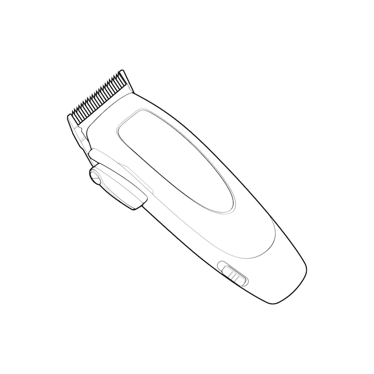 Vetor máquina de cortar cabelo estilo de arte de linha cabeleireiro ferramenta profissional ilustração de arte de linha vetorial isolada para livro de colorir