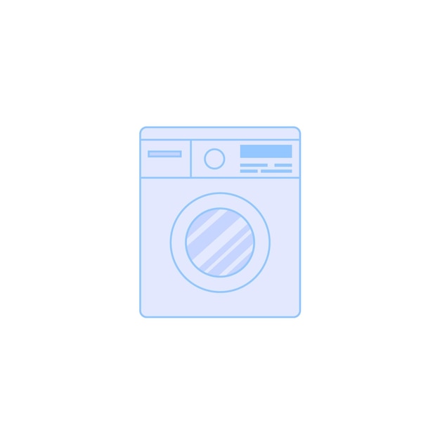 Máquina de lavar plana de desenho vetorial isolada em fundo vazio - eletrodomésticos, conceito de elemento interior, design de anúncio de banner de site da web