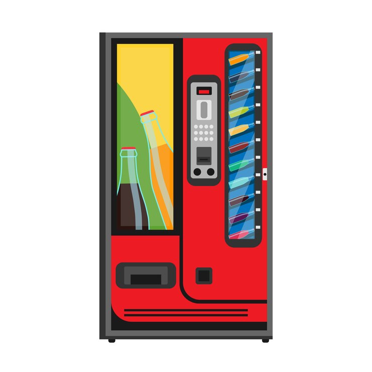 Vetor máquina de venda automática de refrigerante ícone plana. bebida bebida automática comprar garrafa fria.